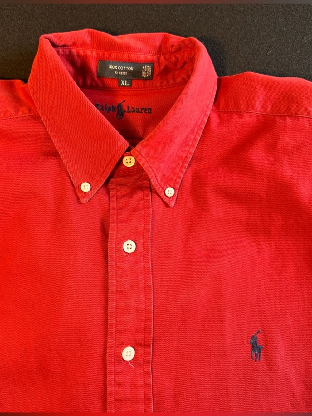 Polo Ralph Lauren BLAIRE XL Red Button Down Shirt Pony Logo Cotton
